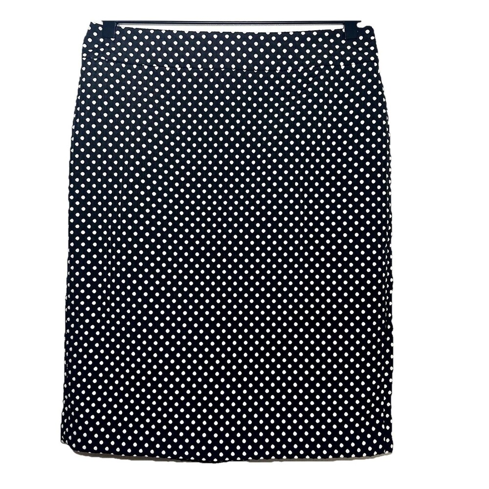 Ann Taylor Polka Dot Pencil Skirt Size 6 Black White Work Office Classic